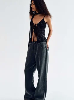 Women Source Unknown Clothing-Boyfriend Pigment Jeans, Sharkskin