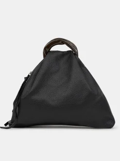 Women Source Unknown Clothing-Calfskin Triangle Tote, Black