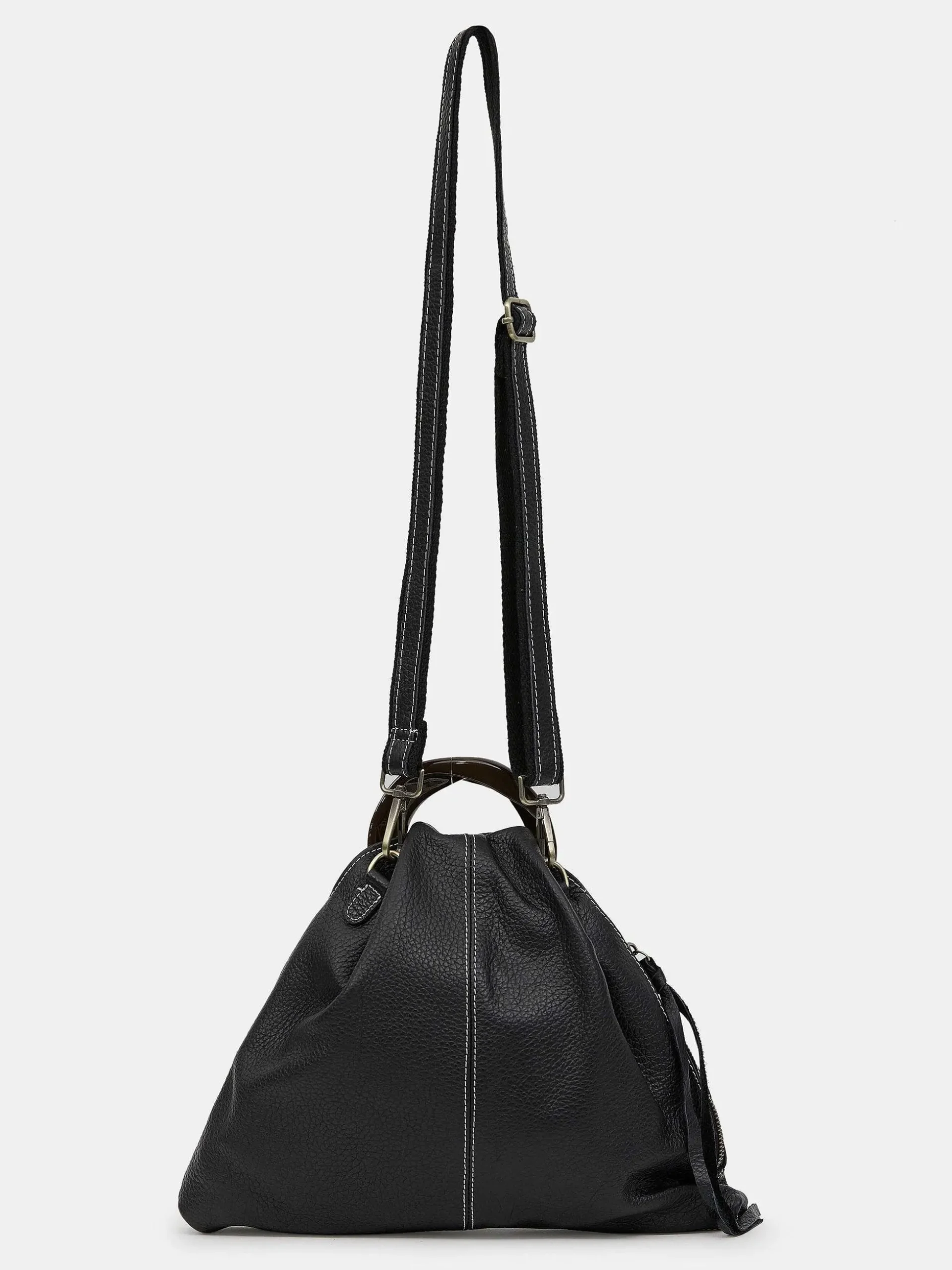 Women Source Unknown Clothing-Calfskin Triangle Tote, Black