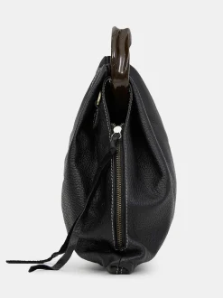 Women Source Unknown Clothing-Calfskin Triangle Tote, Black