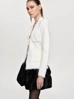 Women Source Unknown Accessories-Cinched Waist Cardigan, Natural White