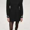 Women Source Unknown Accessories-Cinched Waist Split Jacket, Black