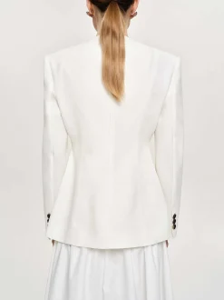 Women Source Unknown Accessories-Cinched Waist Split Jacket, Ivory