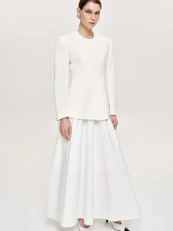 Women Source Unknown Accessories-Cinched Waist Split Jacket, Ivory