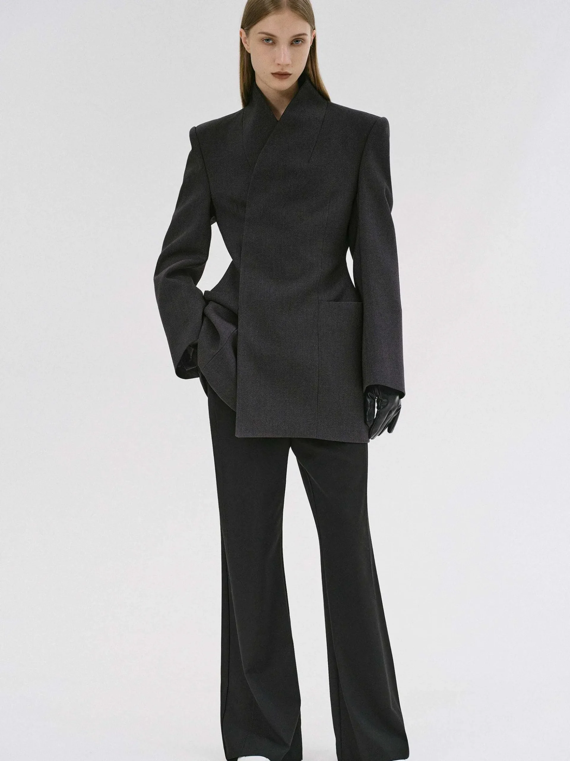 Women Source Unknown Outerwear-Corrin Wrap Blazer, Charcoal