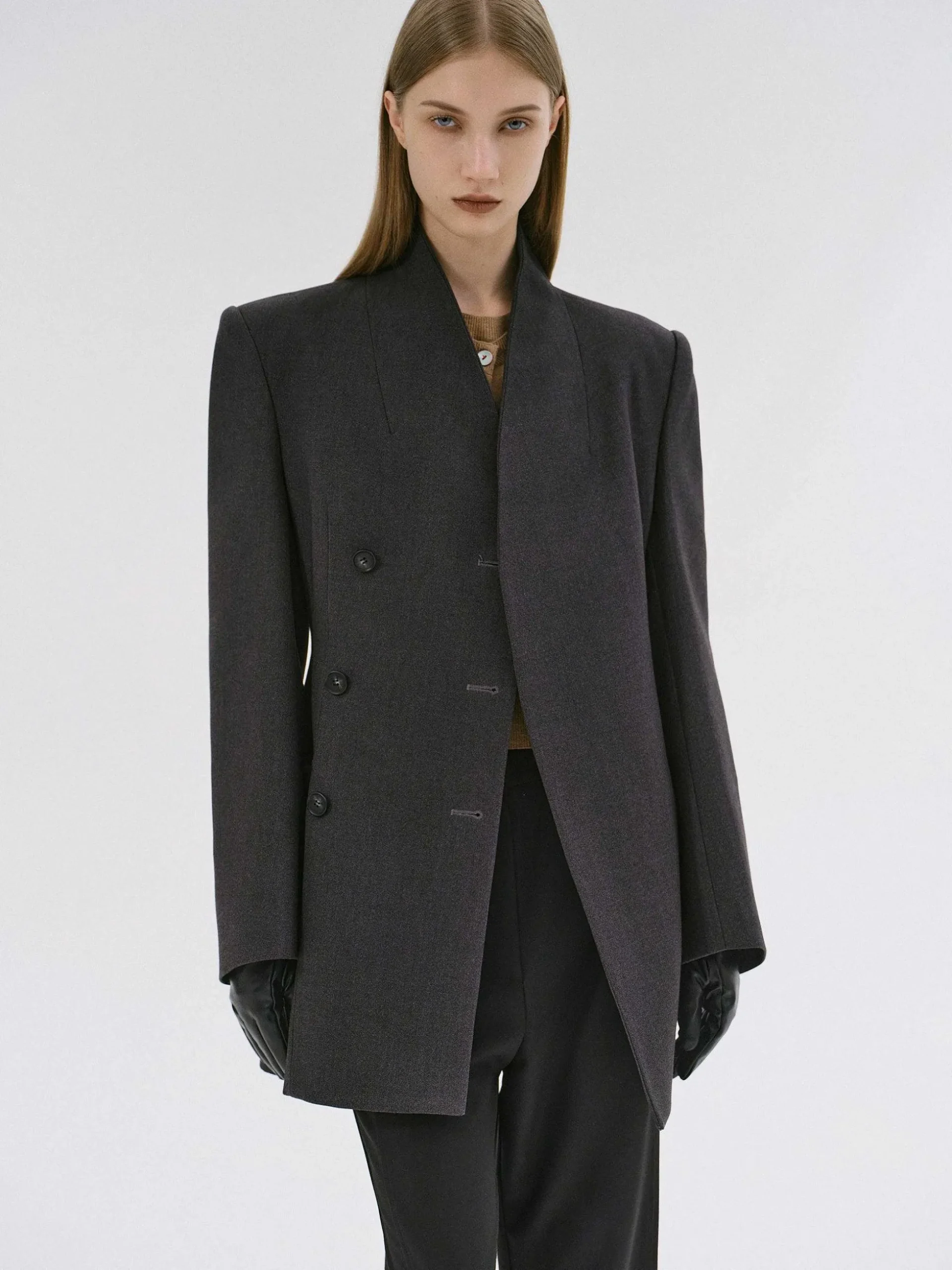 Women Source Unknown Outerwear-Corrin Wrap Blazer, Charcoal