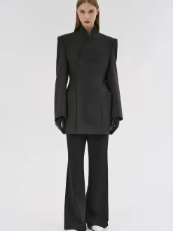 Women Source Unknown Clothing-Corrin Wrap Blazer, Charcoal