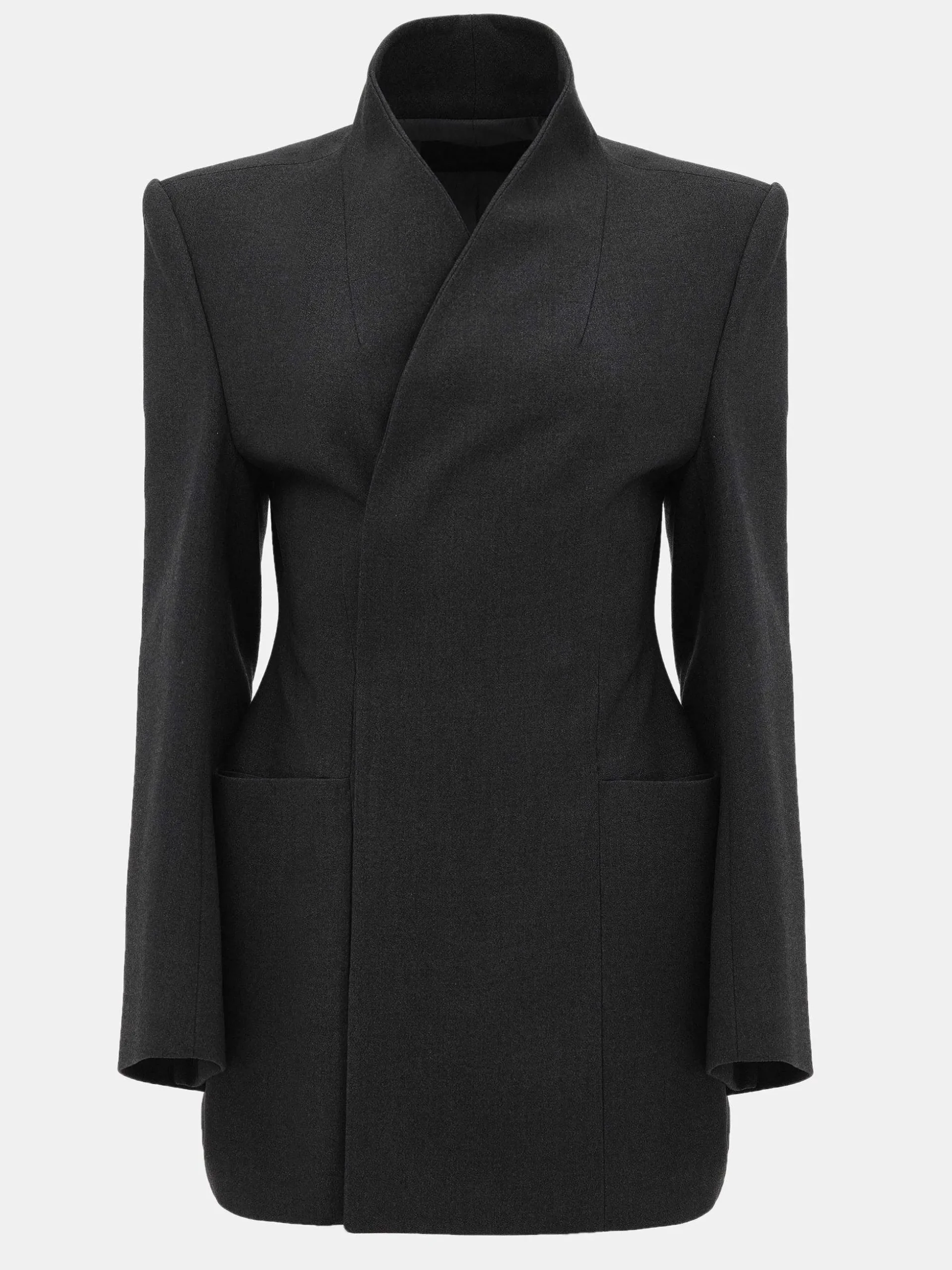 Women Source Unknown Clothing-Corrin Wrap Blazer, Charcoal