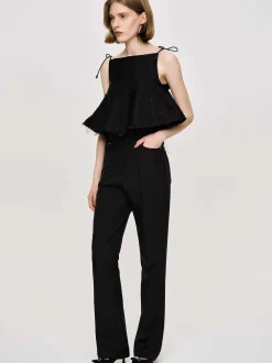 Women Source Unknown Bottoms-Creased Slim Trousers, Black