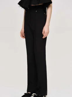 Women Source Unknown Bottoms-Creased Slim Trousers, Black