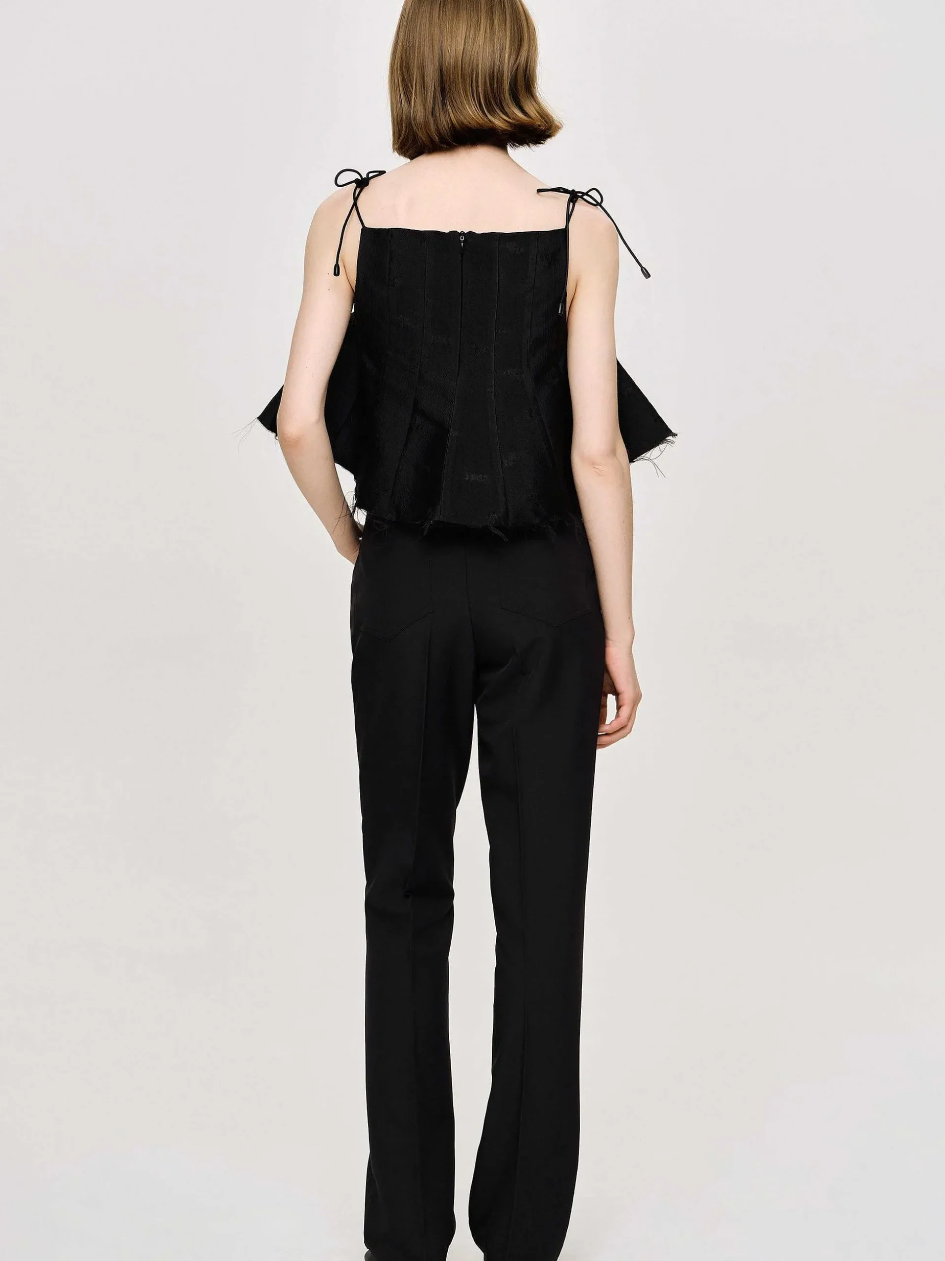 Women Source Unknown Bottoms-Creased Slim Trousers, Black