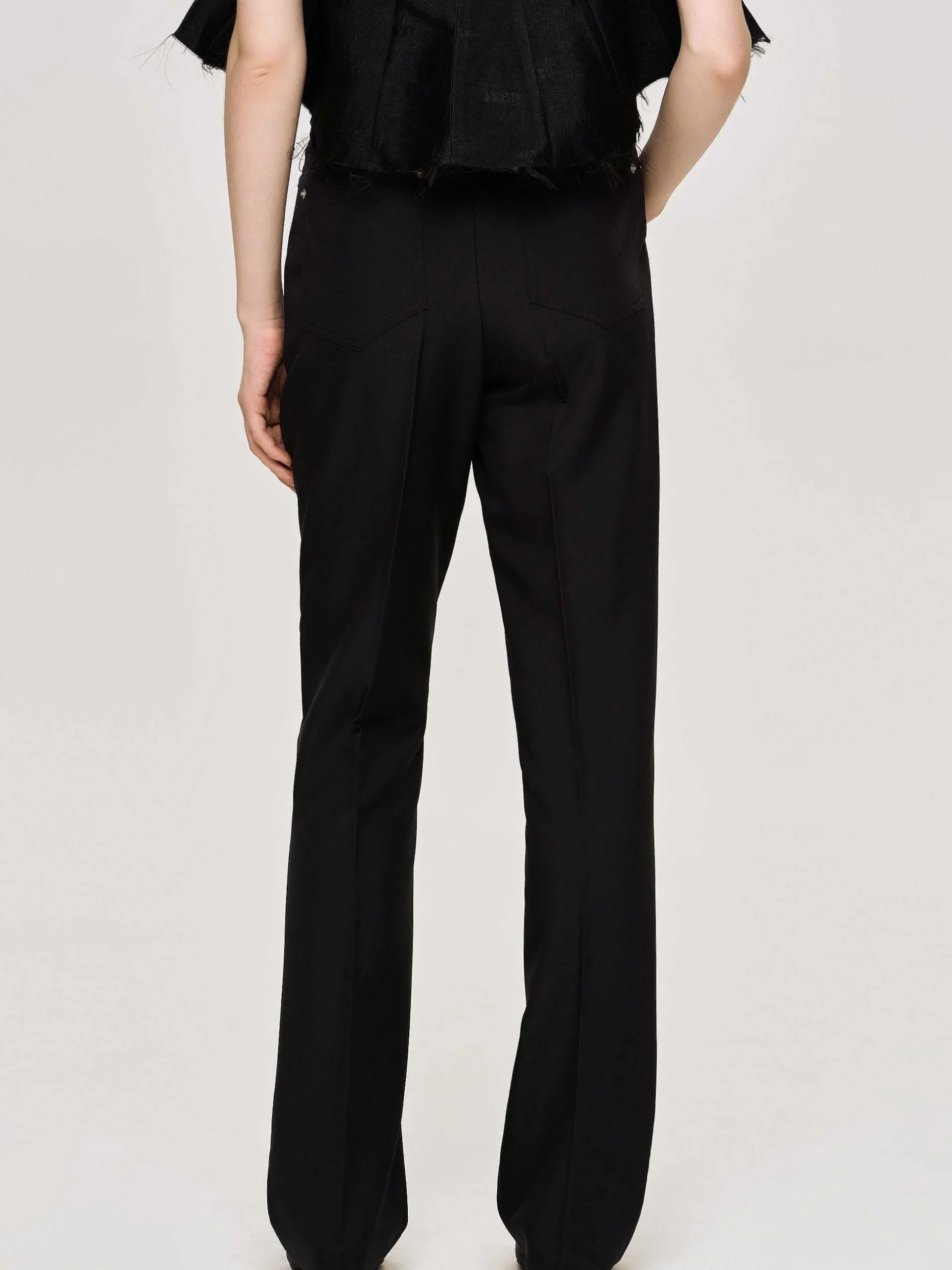 Women Source Unknown Clothing-Creased Slim Trousers, Black