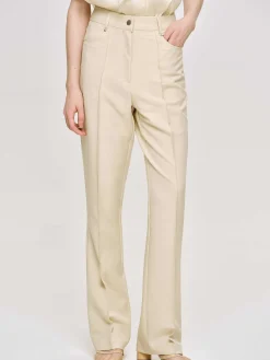 Women Source Unknown Bottoms-Creased Slim Trousers, Butter
