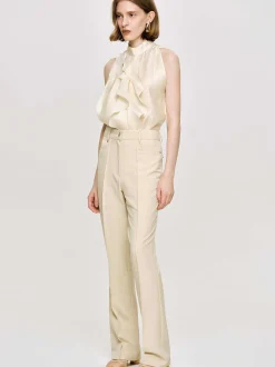 Women Source Unknown Bottoms-Creased Slim Trousers, Butter