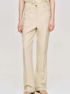 Women Source Unknown Bottoms-Creased Slim Trousers, Butter