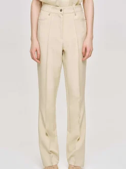 Women Source Unknown Clothing-Creased Slim Trousers, Butter