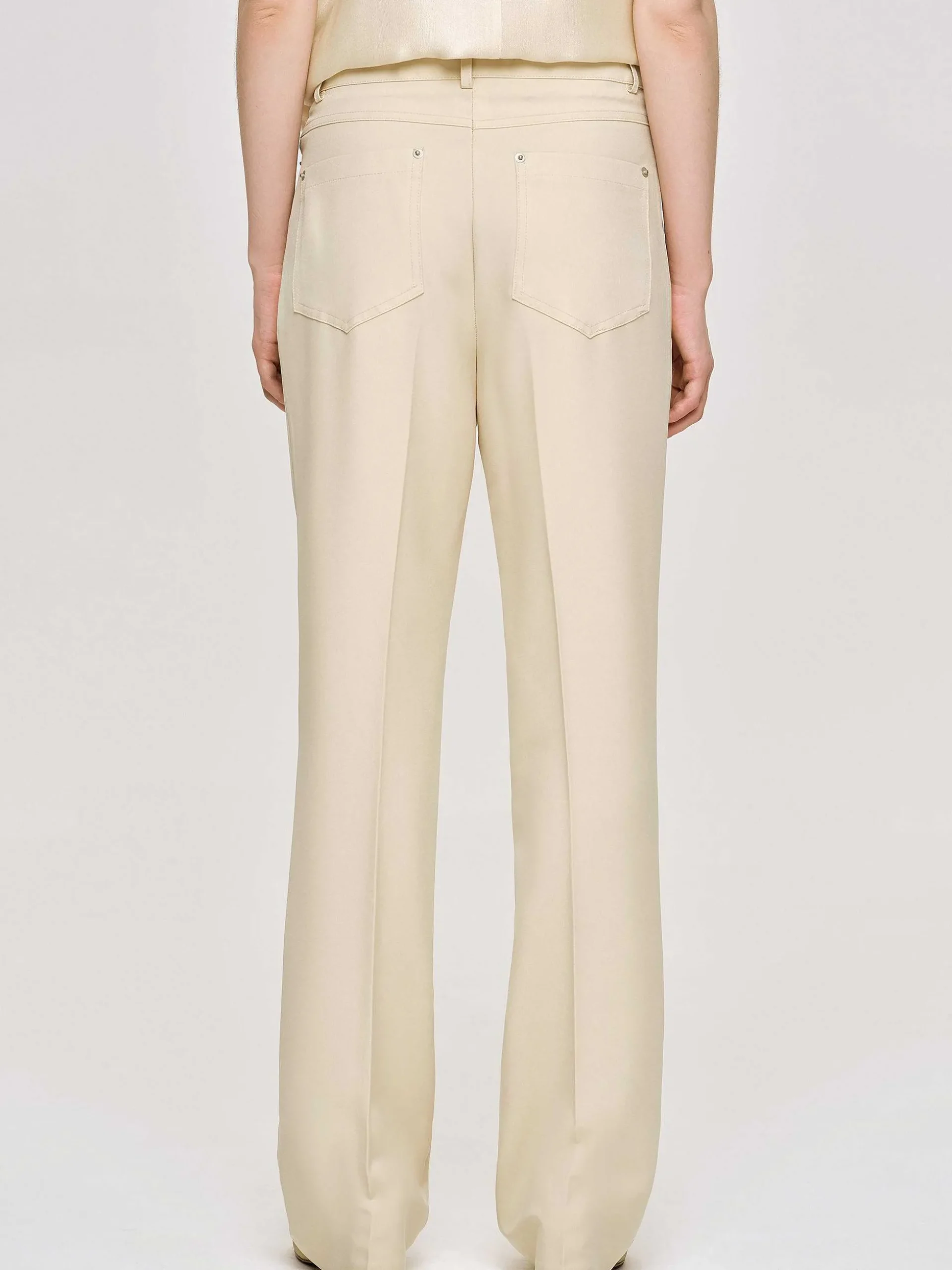 Women Source Unknown Clothing-Creased Slim Trousers, Butter