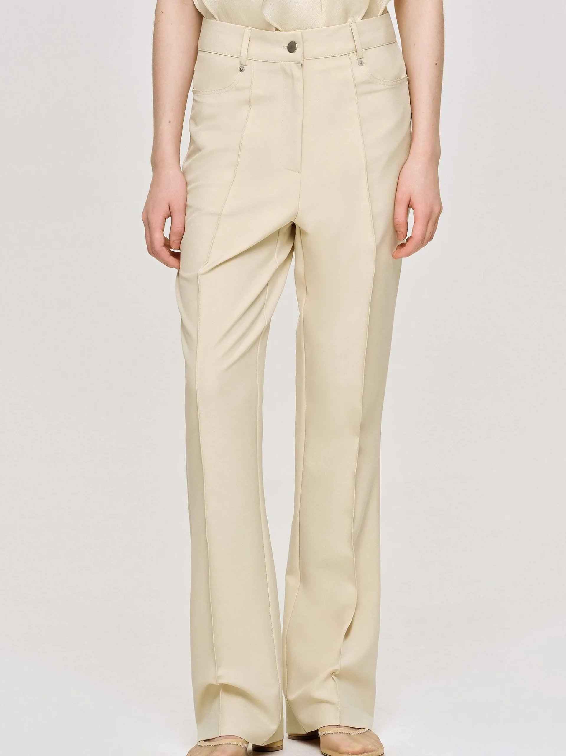 Women Source Unknown Clothing-Creased Slim Trousers, Butter