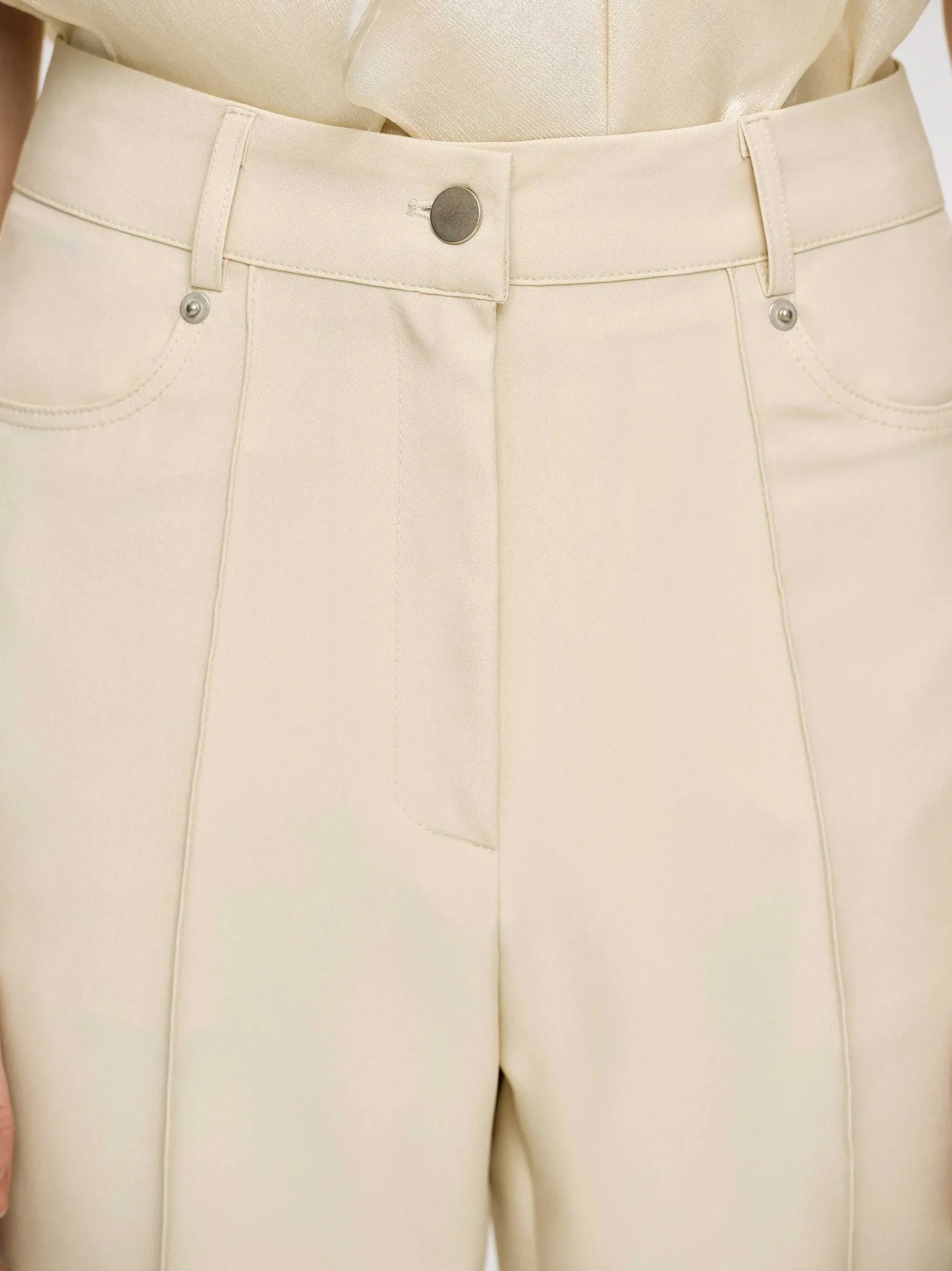 Women Source Unknown Clothing-Creased Slim Trousers, Butter