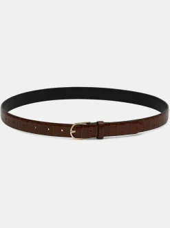 Women Source Unknown Clothing-Croc-Effect Belt, Brown