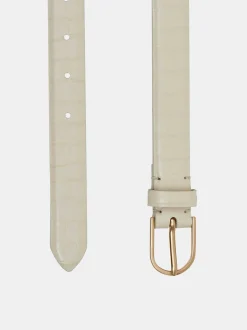 Women Source Unknown Clothing-Croc-Effect Belt, Ivory