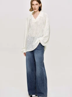Women Source Unknown Accessories-Crochet Collar Top, Ivory