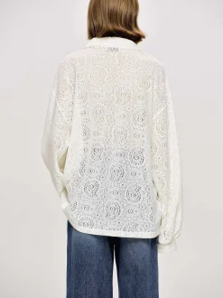 Women Source Unknown Accessories-Crochet Collar Top, Ivory