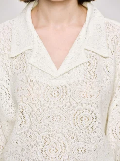 Women Source Unknown Accessories-Crochet Collar Top, Ivory