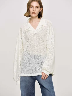 Women Source Unknown Accessories-Crochet Collar Top, Ivory