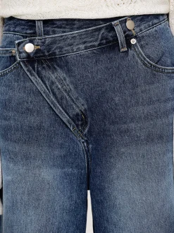 Women Source Unknown Clothing-Crossover Jeans, Dark Stone Wash