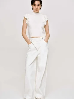 Women Source Unknown Clothing-Crossover Jeans, White