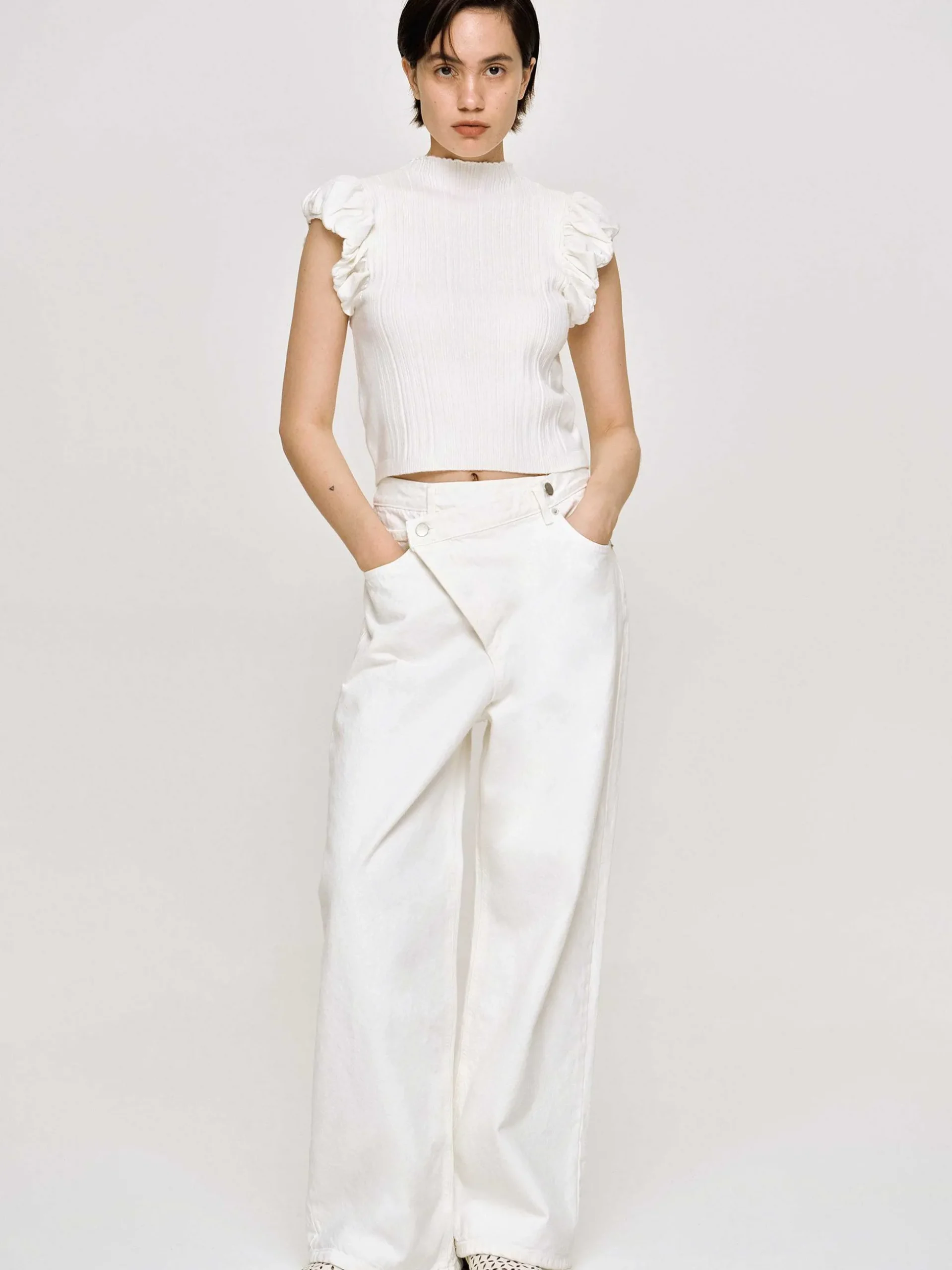 Women Source Unknown Clothing-Crossover Jeans, White