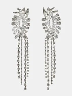 Women Source Unknown Accessories-Crystal Drop Earrings, Silver