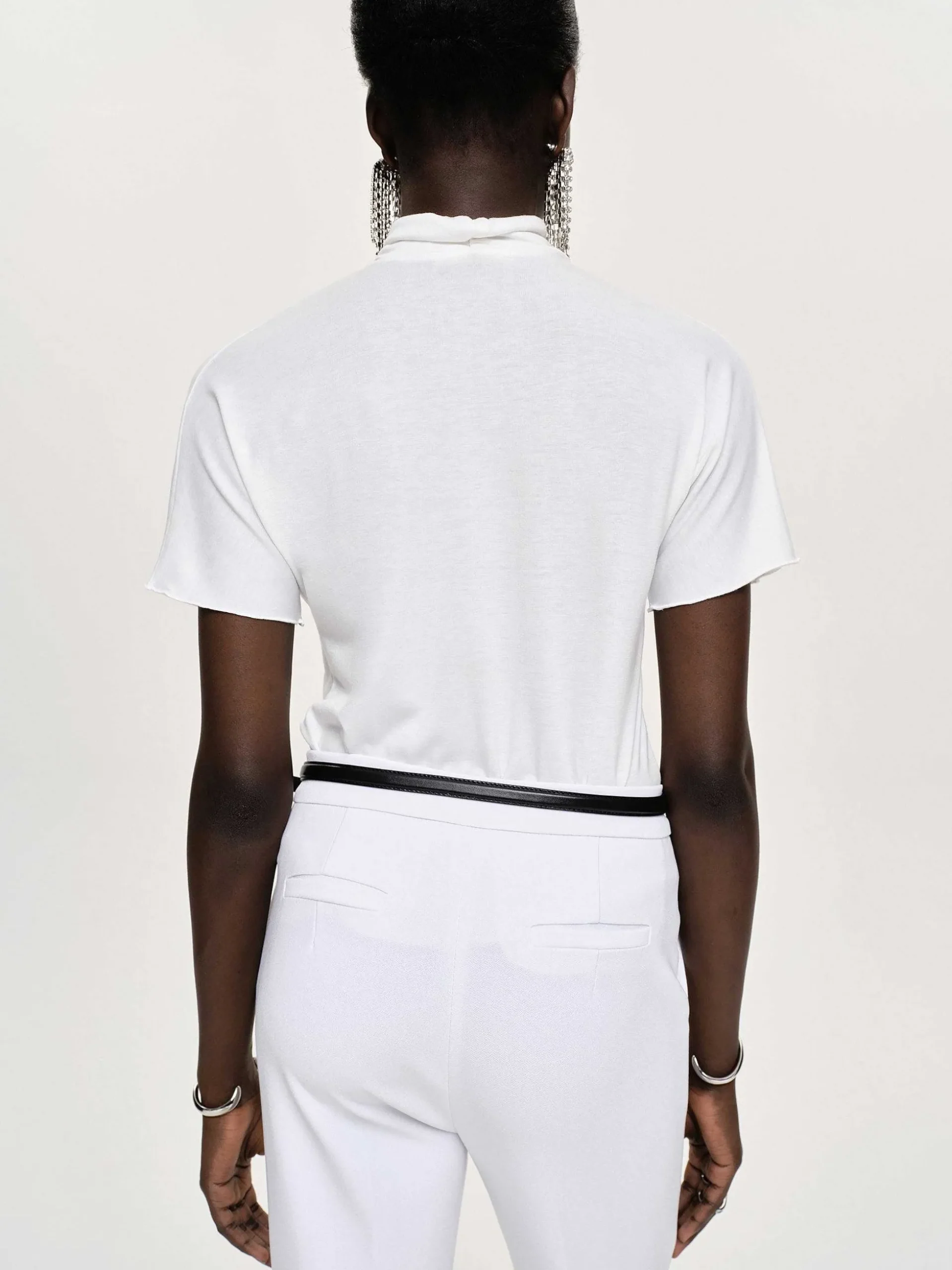 Women Source Unknown Tops-Daye Cross Neck T-Shirt, White