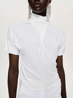Women Source Unknown Tops-Daye Cross Neck T-Shirt, White