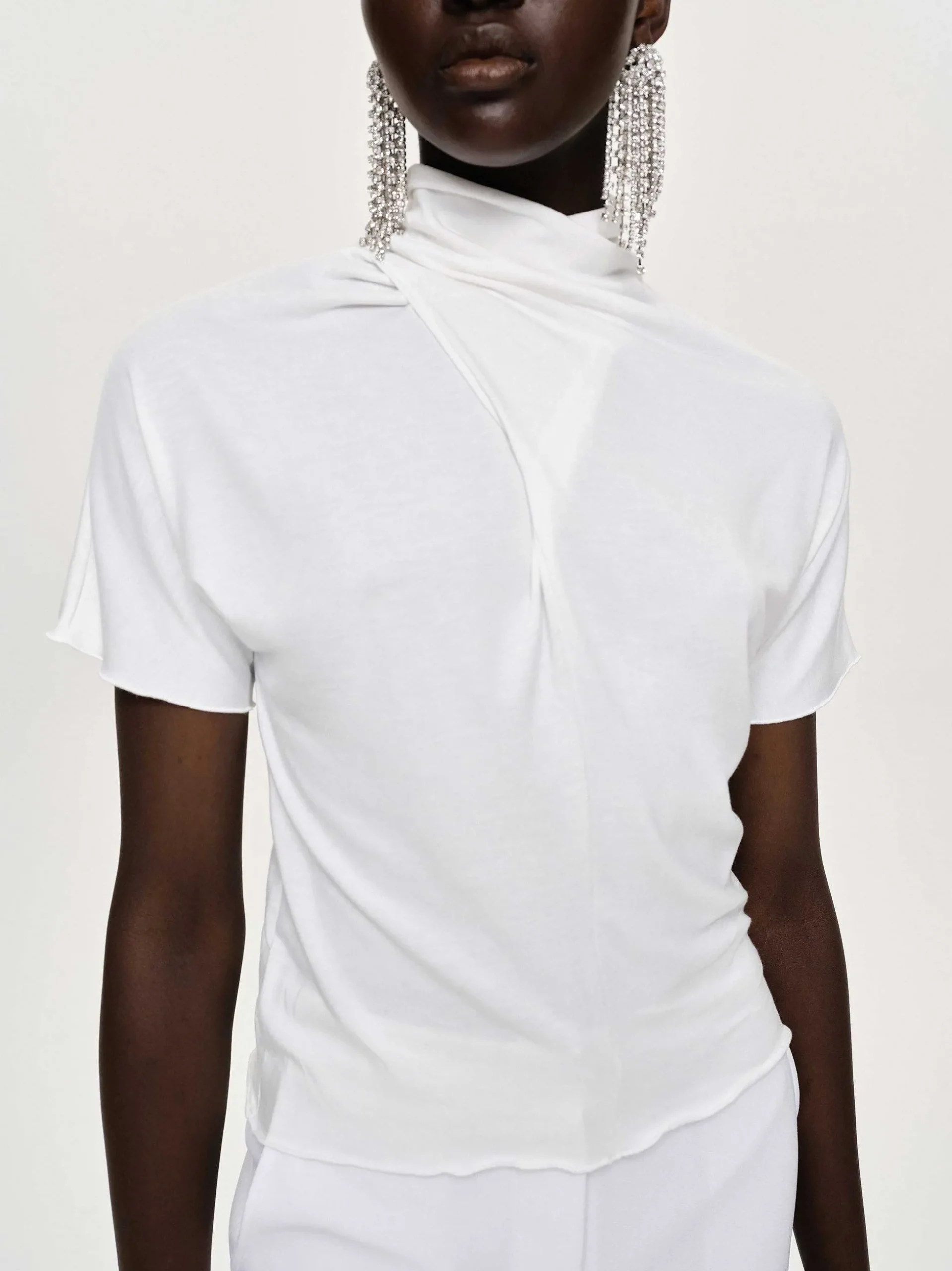 Women Source Unknown Tops-Daye Cross Neck T-Shirt, White