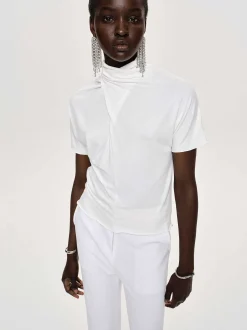 Women Source Unknown Clothing-Daye Cross Neck T-Shirt, White