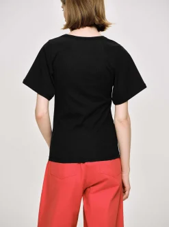 Women Source Unknown Accessories-Deep U T-Shirt, Black