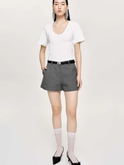 Women Source Unknown Accessories-Deep U T-Shirt, White