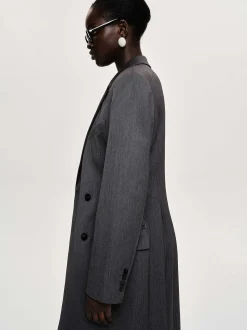 Women Source Unknown Outerwear-Delphina Long Hourglass Coat, Charcoal