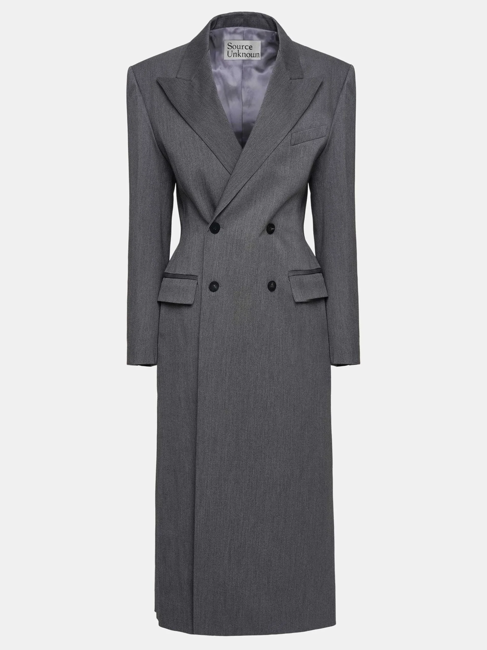 Women Source Unknown Outerwear-Delphina Long Hourglass Coat, Charcoal