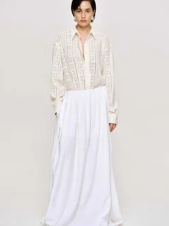 Women Source Unknown Clothing-Dhanila Floor-Length Linen Skirt, Optic White