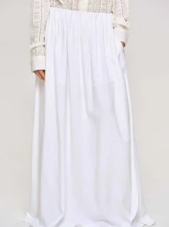 Women Source Unknown Clothing-Dhanila Floor-Length Linen Skirt, Optic White