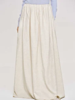 Women Source Unknown Bottoms-Dhanila Floor-Length Linen Skirt, Natural