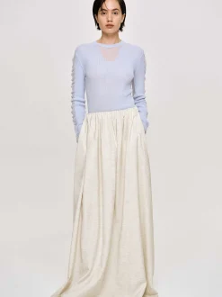 Women Source Unknown Clothing-Dhanila Floor-Length Linen Skirt, Natural