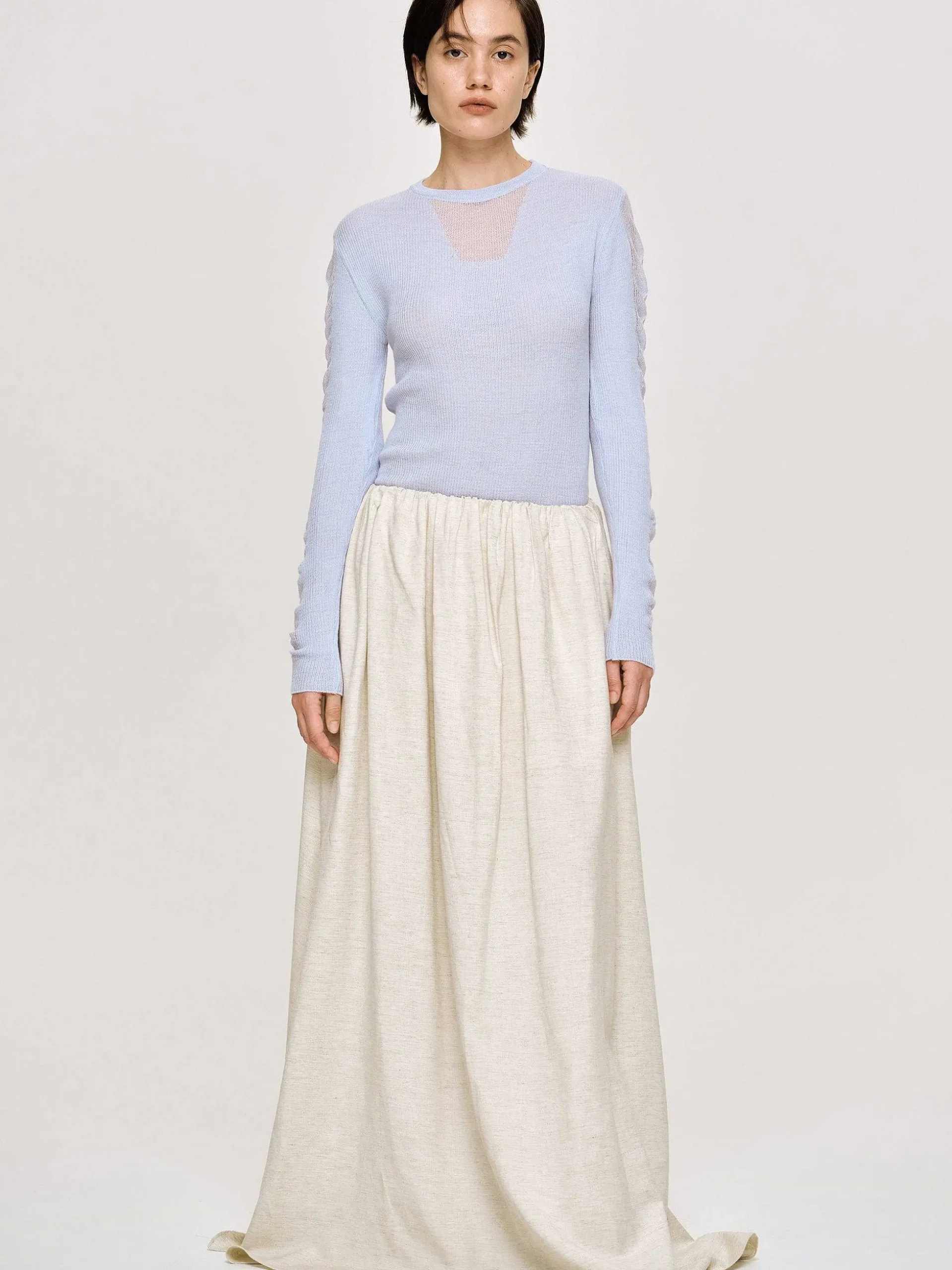 Women Source Unknown Clothing-Dhanila Floor-Length Linen Skirt, Natural