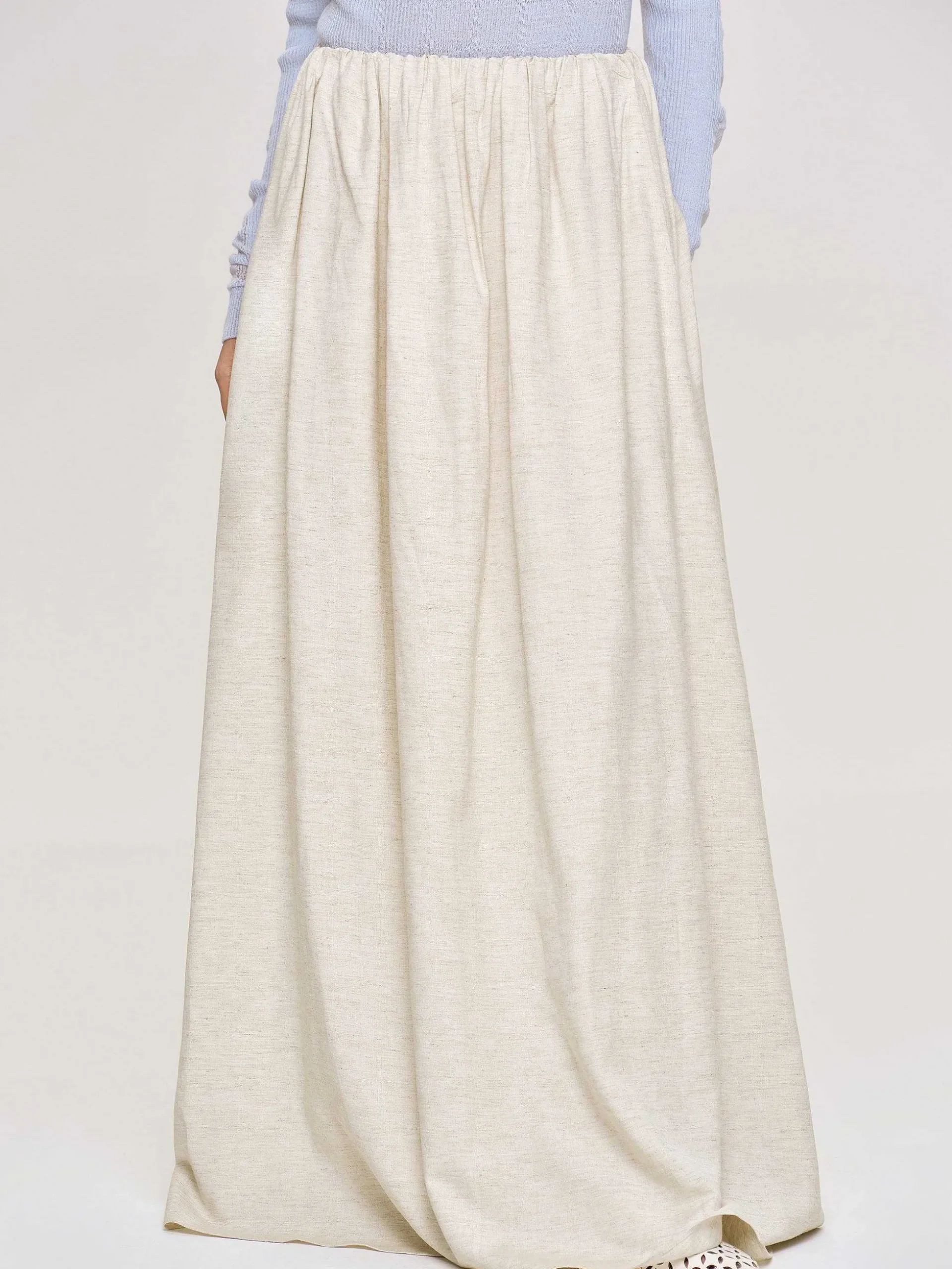 Women Source Unknown Clothing-Dhanila Floor-Length Linen Skirt, Natural
