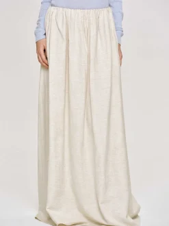 Women Source Unknown Clothing-Dhanila Floor-Length Linen Skirt, Natural