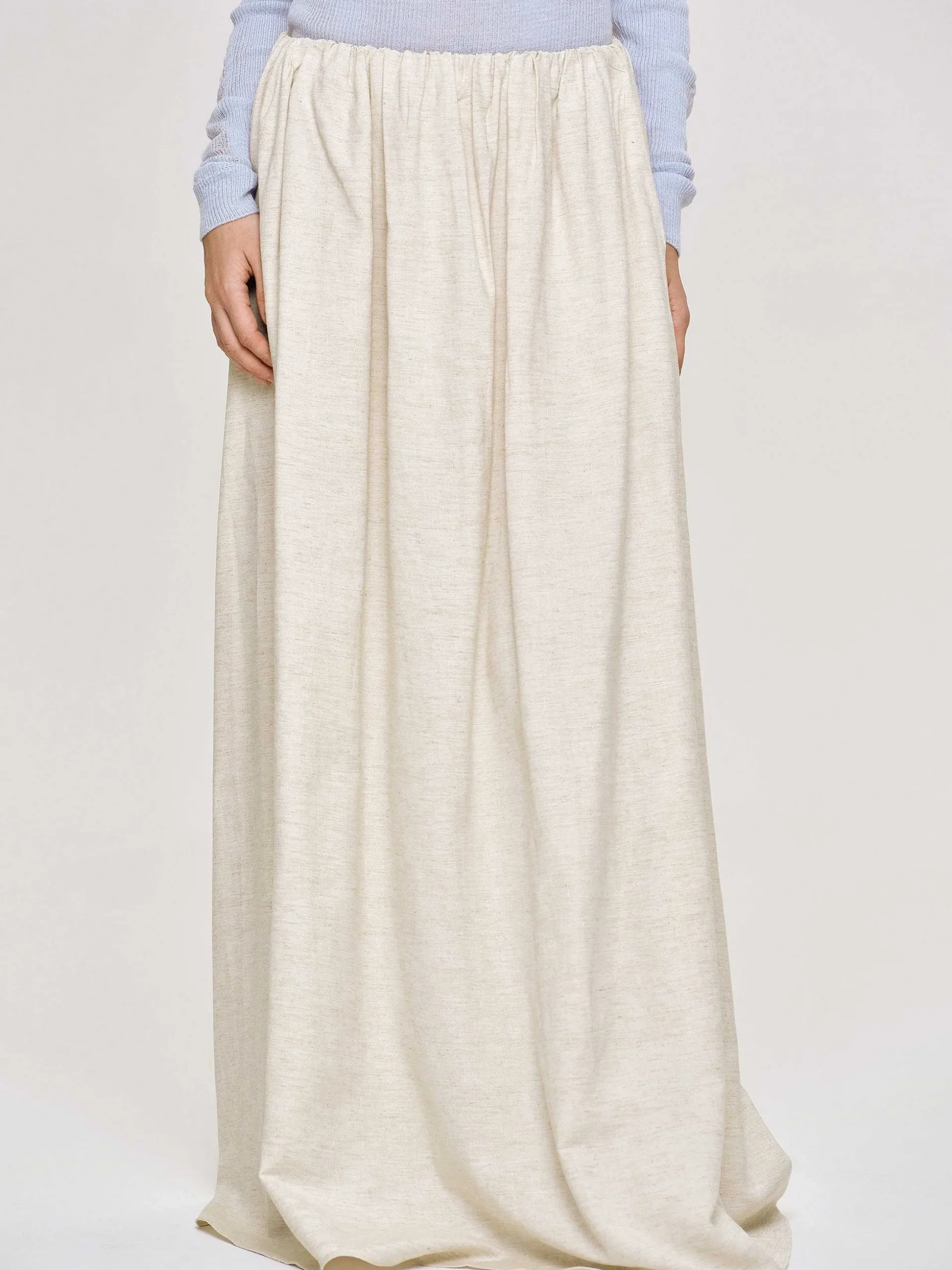 Women Source Unknown Clothing-Dhanila Floor-Length Linen Skirt, Natural