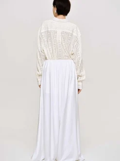 Women Source Unknown Bottoms-Dhanila Floor-Length Linen Skirt, Optic White